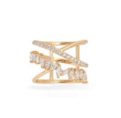 Parteierklärung Stück Sterling Silber Rhodium Plattiert Zig Zag Diamant Ring für Frauen