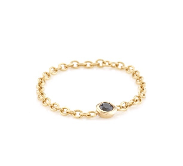 3mm Steingröße beliebte Goldplattierte 925 Silber Bezel Setting Schwarze CZ Kette Ring Nutzen