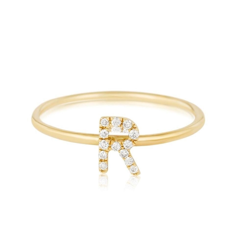 Silberschmuck Personalisierte 18K-Goldplattierte Stapelung Initial CZ Dünnringe für Frauen