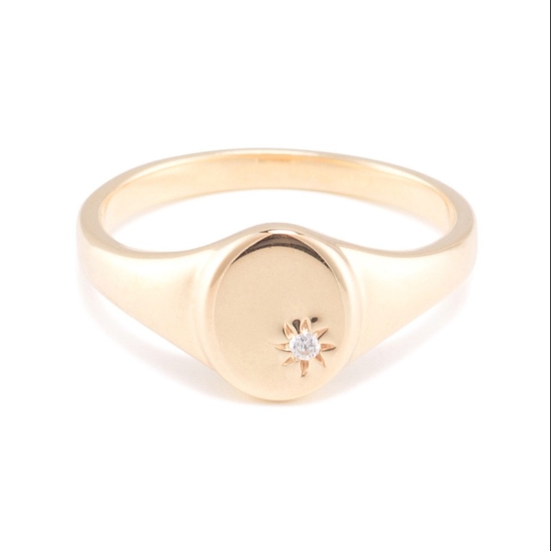 18K Gold Vermeil Sonnenblumen Siegelring mit Minority Design in 925 Sterling Silber