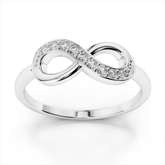 Weiße CZ Stein Liebe Unendlichkeit Ringe in 925 Sterling Silber für ewige Romantik