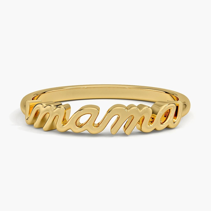 Klassische 925 Sterling Silber 14K Gold hochpolierte MAMA Frauenringe in minimalistischem Design