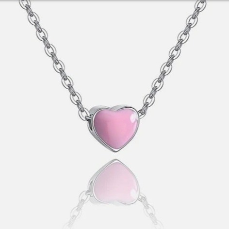 Rhodiumplattiertes kleines rosa Herz Valentinstag 925 Sterling Silber Anhänger für Frauen