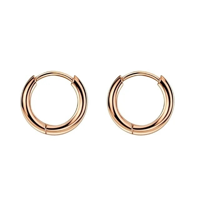 Einfach Rose Gold 8mm Hinged Huggie Kleine Hoop Ehrringe aus Edelstahl für den Abschluss