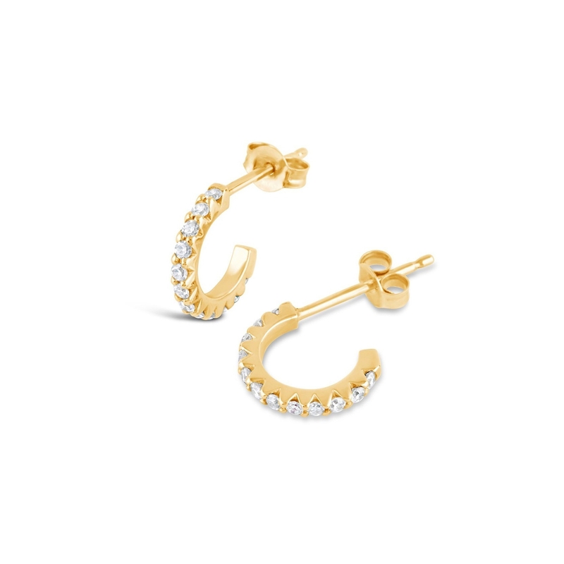Handgefertigte 18K Goldplattierte Mini Kubik Zirkon Kleine offene Hoop Ohrringe mit Prinzessin Schnitt