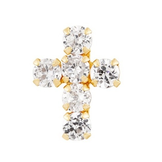 925 Sterling Silber Weiß Kubik Zirkonia Kreuz Knopf Stud Ohrringe mit 18K Gold Plattierung