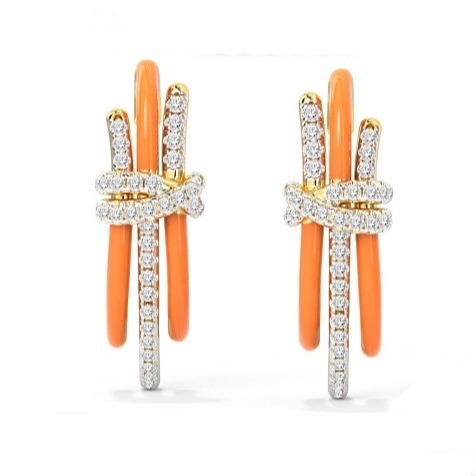 2024 Mode Brasilianische Enigma Silber Ohrringe mit Orange Epoxy und Weiß CZ Schmuck Accessoire