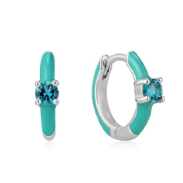 Neon Turquoise Enamel Micro Pave CZ Candy Farbenfrohe Mädchen Frauen Ohrringe Umweltfreundlich