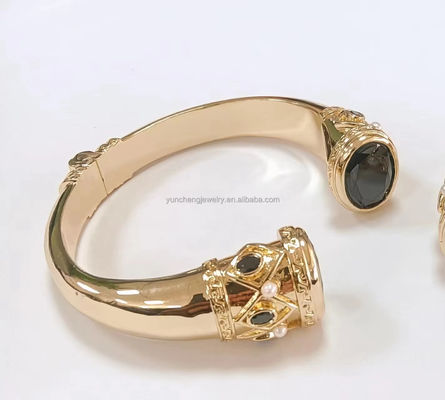 Plattierung Messing Armbänder Armbänder Manschetten Schmuck Granat Steine Silber Schmuck Glitter CZ
