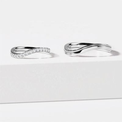 925 Sterling Silber Weißgold Diamant CZ Wellenring für Damen Schmuck OEM/ODM