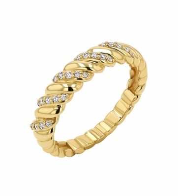 Handgefertigter Twist Classic 925 Sterling Silber Frauenring Schmuck mit 18K Gold beschichtet