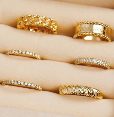 Handgefertigter Twist Classic 925 Sterling Silber Frauenring Schmuck mit 18K Gold beschichtet