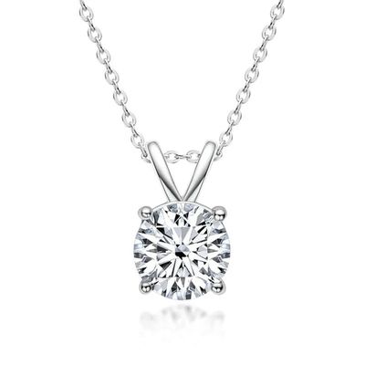 925 Sterling Silber Anhänger für Mädchen 18K Gelbgold Runder Schnitt Solitaire Stein Geschenk