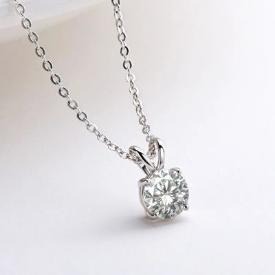 925 Sterling Silber Anhänger für Mädchen 18K Gelbgold Runder Schnitt Solitaire Stein Geschenk