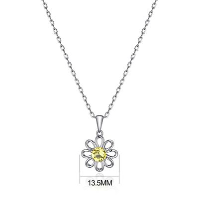 925 Sterling Silber Sonnenblumen Anhänger mit Kette Schmuck Design Gelb Kubik Zirkon