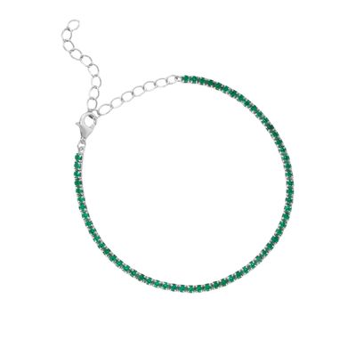 Weißgold beschichtet Mai Geburtstag Smaragd Kubik Zirkon Verstellbarer Tennisketten Armband