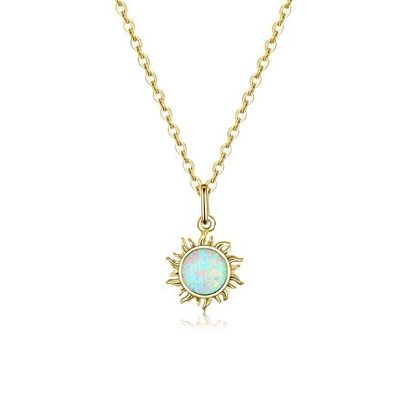 Sonnenblumen Opal und Diamant Halskette 15MM Damen Opal Halskette 45cm + 5CM