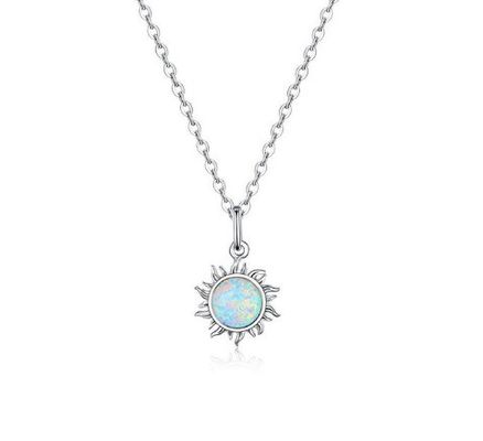 Sonnenblumen Opal und Diamant Halskette 15MM Damen Opal Halskette 45cm + 5CM