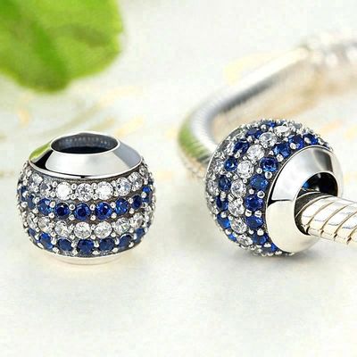 Mode Weiß und Blau CZ 925 Sterling Silber Schmuckherstellung Zubehör