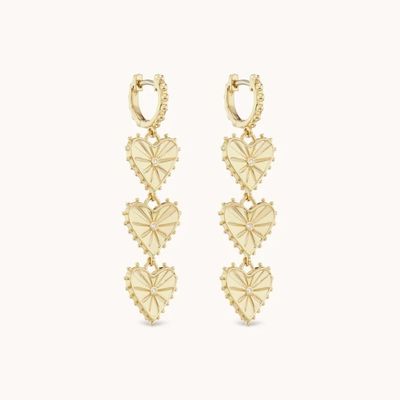 Handgefertigte 14K Goldplattierte Dangle Multi Huggies Herz Charme Ohrringe Perfektes Geschenk
