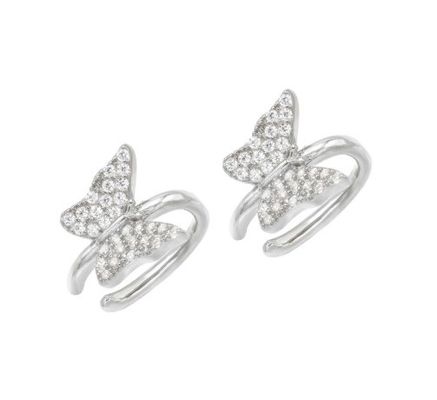 18K Gold Plattierte Schmetterlings Ohrringe mit Micron Pave Weiß CZ Trendy Frauen Schmuck