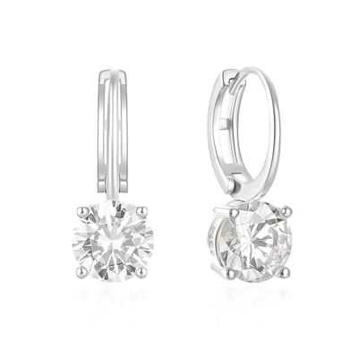 925 Sterling Silber Eingang 18K Gold Plattiert Solitaire Weiß Kubik Zirkon Huggies Ohrringe
