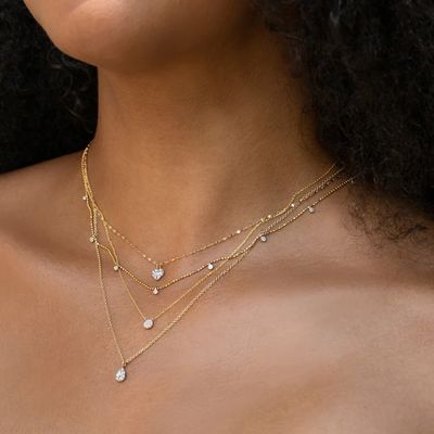 Kleine 18K-Goldplattierte CZ-Diamantkette für Mädchen im klassischen Stil