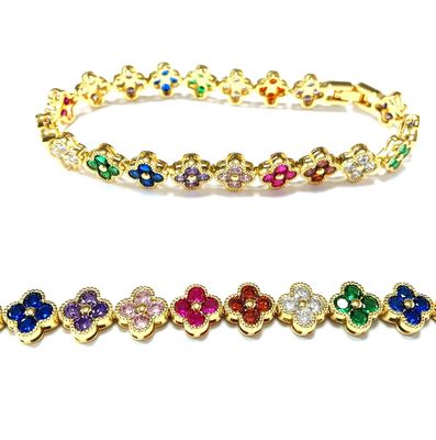 Frischwasser Perle CZ Steine Tennis Armbänder Plattiert Custom Schmuck Regenbogen Gold Kupfer Messing für Frauen
