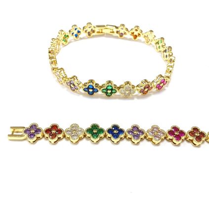 Frischwasser Perle CZ Steine Tennis Armbänder Plattiert Custom Schmuck Regenbogen Gold Kupfer Messing für Frauen