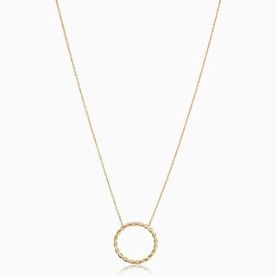 14K Goldplattiert 925 Sterling Silber Twist Anhänger Halskette mit 16 Zoll Länge Link Kette