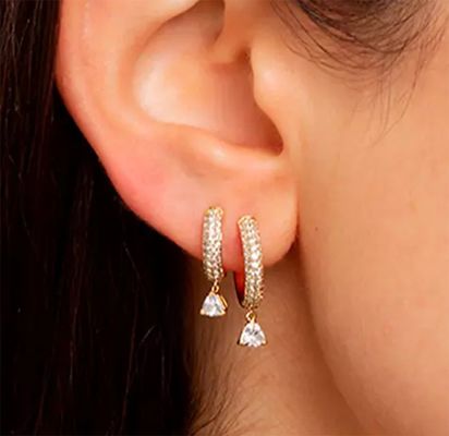 Diamant-Creolen mit Drittanbieter-Bewertung in 925er Sterlingsilber mit Roségold-Beschichtung und 50 Paar Mindestbestellmenge
