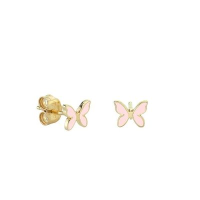 Kleine weiße Emaille Schmetterling 925 Sterling Silber Stud Ohrringe mit Expressversand