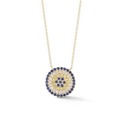 Blau und Weiß CZ Halskette Kreis in Form von 925 Sterling Silber für Mädchen