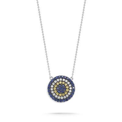 Blau und Weiß CZ Halskette Kreis in Form von 925 Sterling Silber für Mädchen