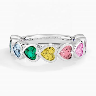 18K Gold Herz in Form von Regenbogen Bezel Ring zum Valentinstag Geschenk von Fashion Jewelry