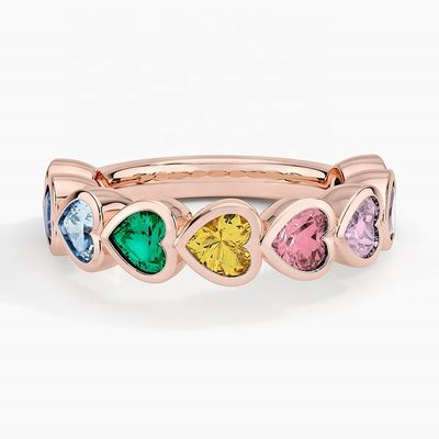 18K Gold Herz in Form von Regenbogen Bezel Ring zum Valentinstag Geschenk von Fashion Jewelry