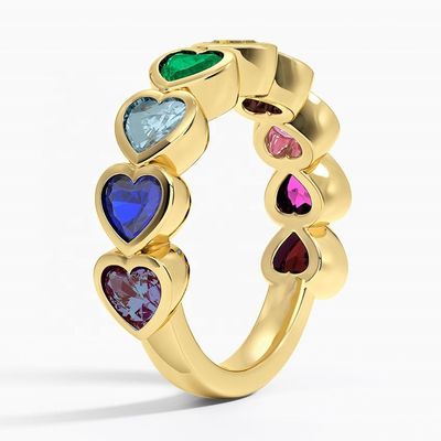 18K Gold Herz in Form von Regenbogen Bezel Ring zum Valentinstag Geschenk von Fashion Jewelry