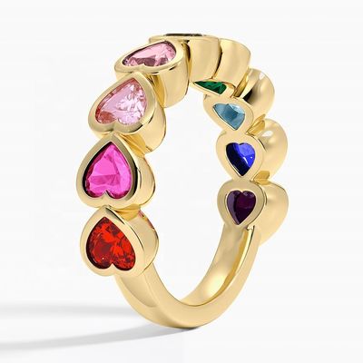 18K Gold Herz in Form von Regenbogen Bezel Ring zum Valentinstag Geschenk von Fashion Jewelry