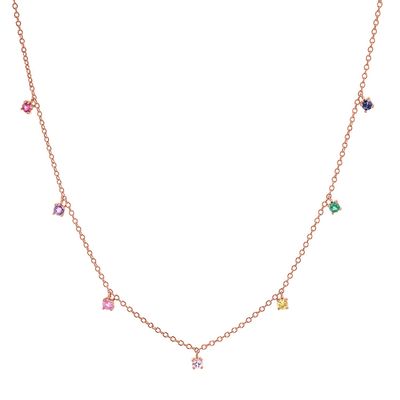 925 Silberne Kinderhalskette mit spielerischem Regenbogen Edelstein Zirkon zum Funkeln