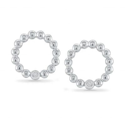 925 Sterling Silber Damen runden Form Bezel Setting Solitaire Stud Ohrringe mit individuellen Größenoptionen