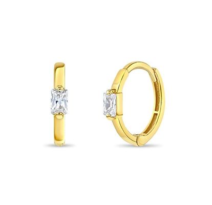 14K vergoldete 10mm Baguette-Schliff rosa kubische Zirkonia Kinder-Creolen mit 50PRS Mindestbestellmenge