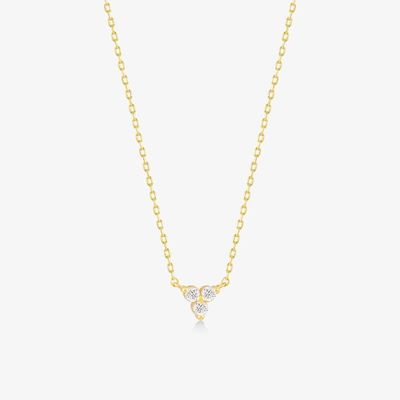 18K Gold Zirkon Anhänger Silberkette Trio Diamant Kubik Zirkon Halskette