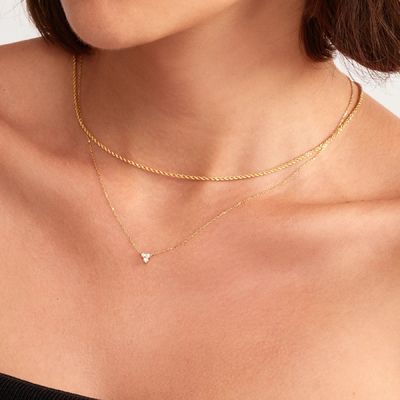 18K Gold Zirkon Anhänger Silberkette Trio Diamant Kubik Zirkon Halskette