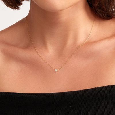 18K Gold Zirkon Anhänger Silberkette Trio Diamant Kubik Zirkon Halskette