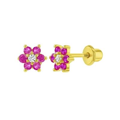 5mm 18k Goldplattierte Blumen-Baby-Ohrringe Perfektes Geschenk für Kinder in 925 Sterling Silber