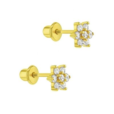 5mm 18k Goldplattierte Blumen-Baby-Ohrringe Perfektes Geschenk für Kinder in 925 Sterling Silber