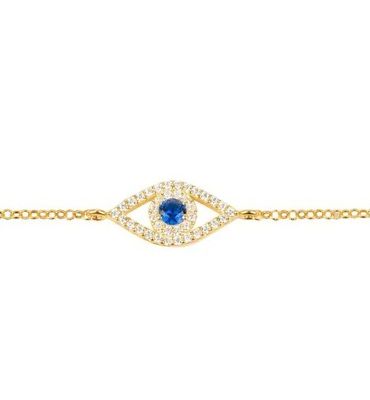 Roségold dünnsilberne Kettenarmband Weißblau CZ Auge 925 Sterling Silber