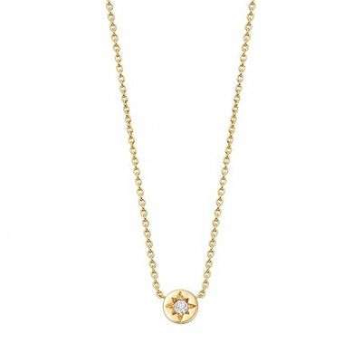 Goldplattierte 925 Sterling Silber Starburst Diamant Disc Anhänger Halskette für tägliches Tragen