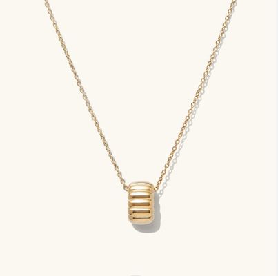 Goldplattiert 925 Sterling Silber Einfache Einperlsirkel Charme Anhänger Halskette OEM