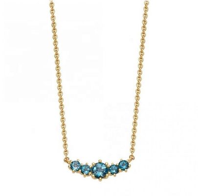 Goldplattierte 925 Sterling Silber Rubin Edelstein Halskette mit Kabelkette
